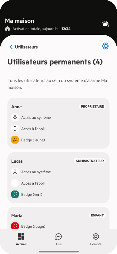 Gestion des utilisateurs autorisés au système d’alarme